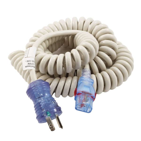 Ac Works up to 10FT 18/3 10A Medical Grade Coiled Cord to Locking IEC C13 MD195-AL - main